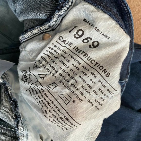 Gap 1969 26R Denim Legging Jean Metallic Dipped Hem Actual W 27 x I 28 3/4 - Picture 11 of 12